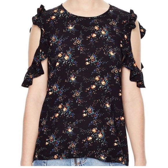 Sandro Floral Print Cold Shoulder Ruffle Blouse - Size S/ Sandro 1 - Picture 11 of 11